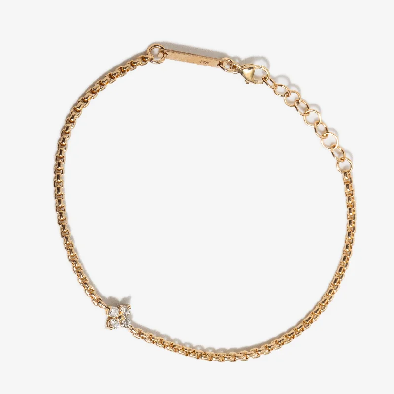 Prong Diamond Quad Box Chain Bracelet