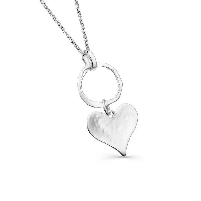 lucky charm necklaces for women -Sea Gems Silver Cornish Circle & Heart Necklace