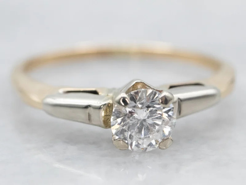 women’s diamond solitaire engagement rings -Retro Era Diamond Solitaire Engagement Ring