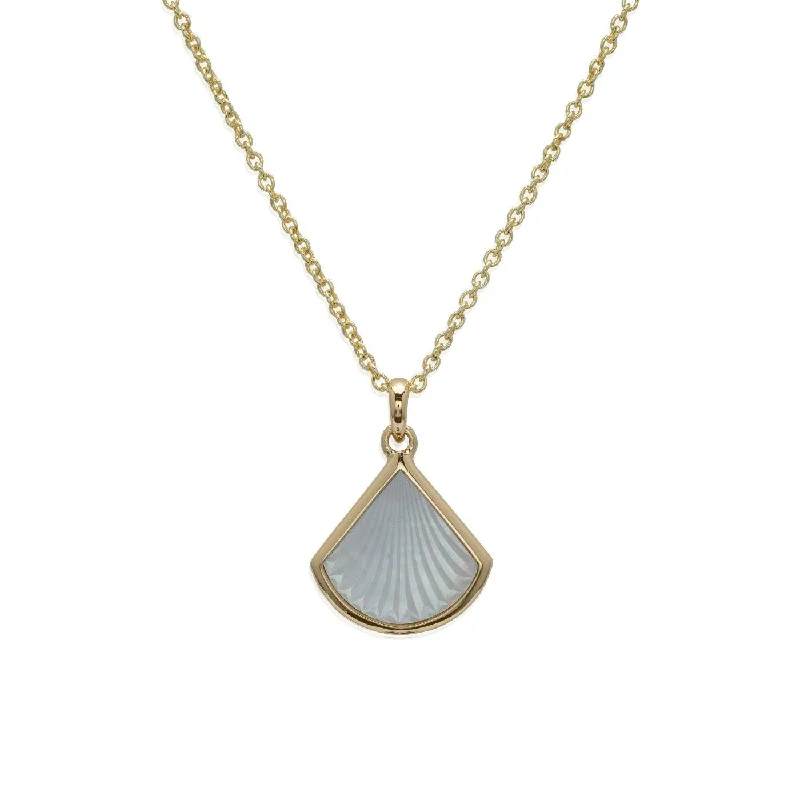 stylish necklaces for women -Unique & Co Gold & Mother of Pearl Fan Pendant