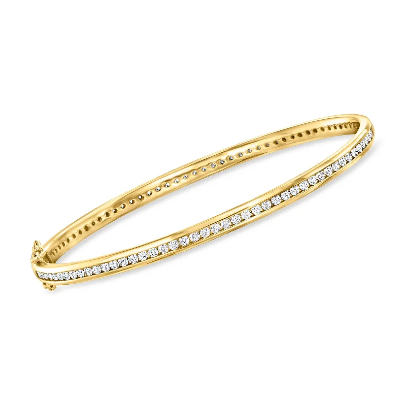 Ross-Simons CZ Eternity Bangle Bracelet in 18kt Gold Over Sterling