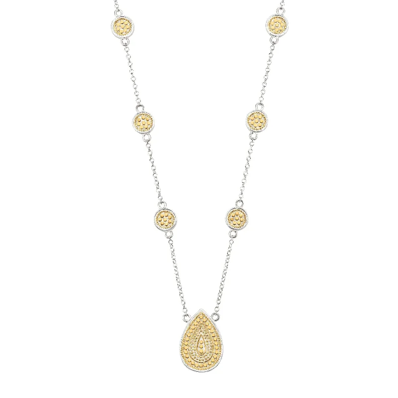 gold pendant necklaces for women -Anna Beck Gold and Silver Signature Teardrop Necklace