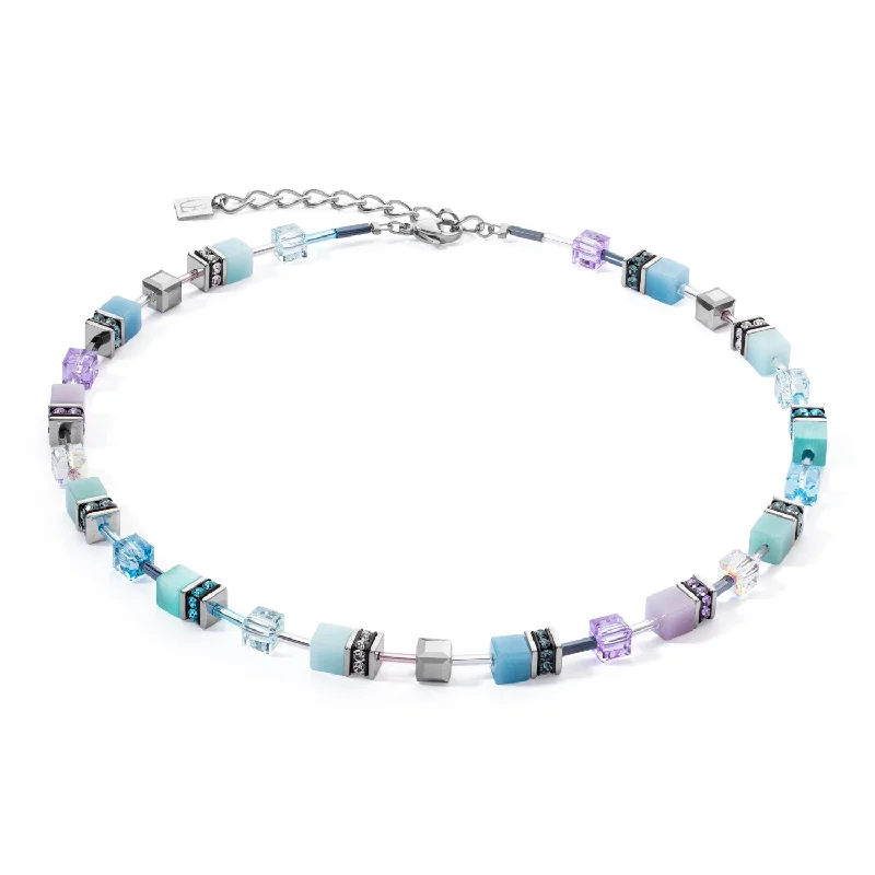 delicate crystal necklaces for women -Coeur De Lion GeoCUBE® Iconic Aqua-Lilac Necklace