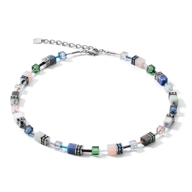 sapphire necklaces for women -Coeur De Lion Swarovski® Crystals GeoCUBE® & Blue-Green Necklace