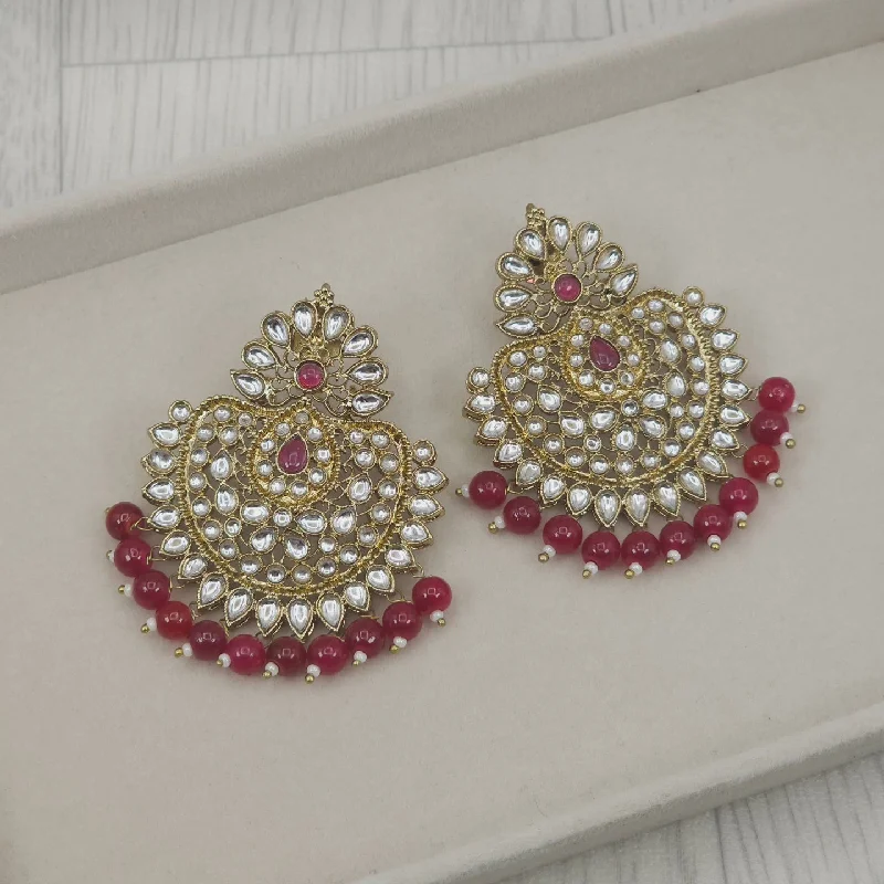 Saima Gold Kundan Chandbali Earrings