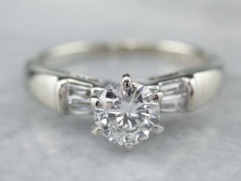 vintage inspired diamond engagement rings -Classic Diamond White Gold Engagement Ring