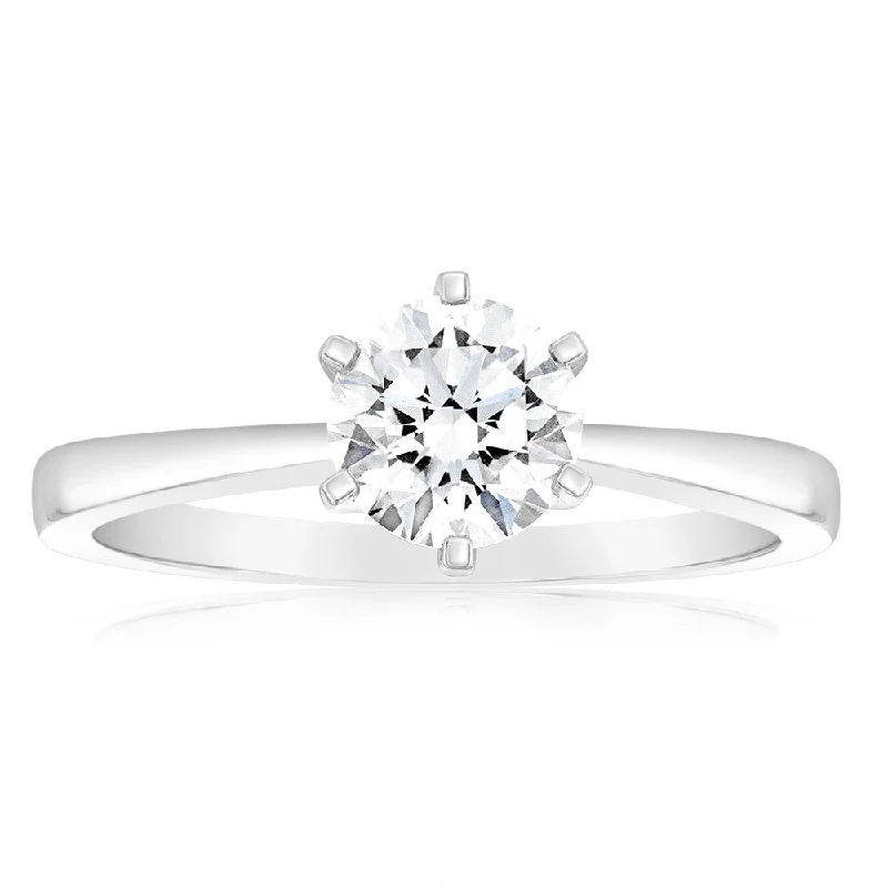 customized engagement rings -Certified Luminesce Lab Grown 1 Carat Solitaire Engagement Ring in 18ct White Gold