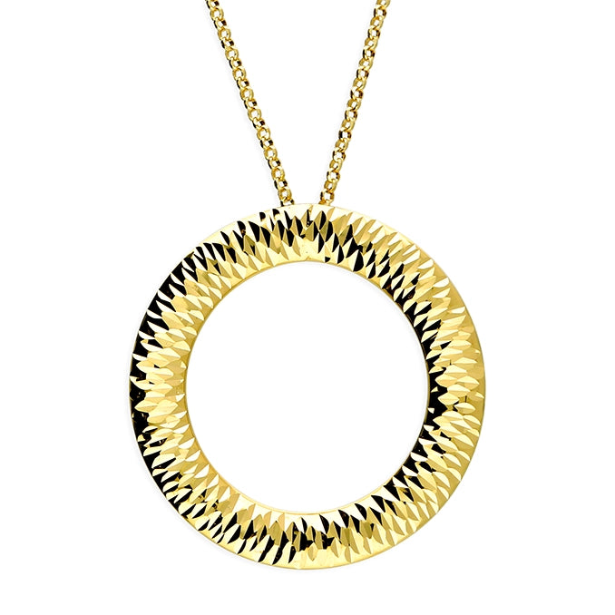 women’s heart necklaces -18ct Gold Plated Diamond-Cut Circle Pendant Necklace