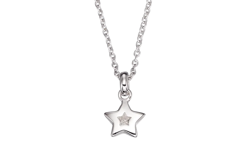 women’s sparkling necklaces -Little Star Kirsty Diamond Star Pendant and Chain