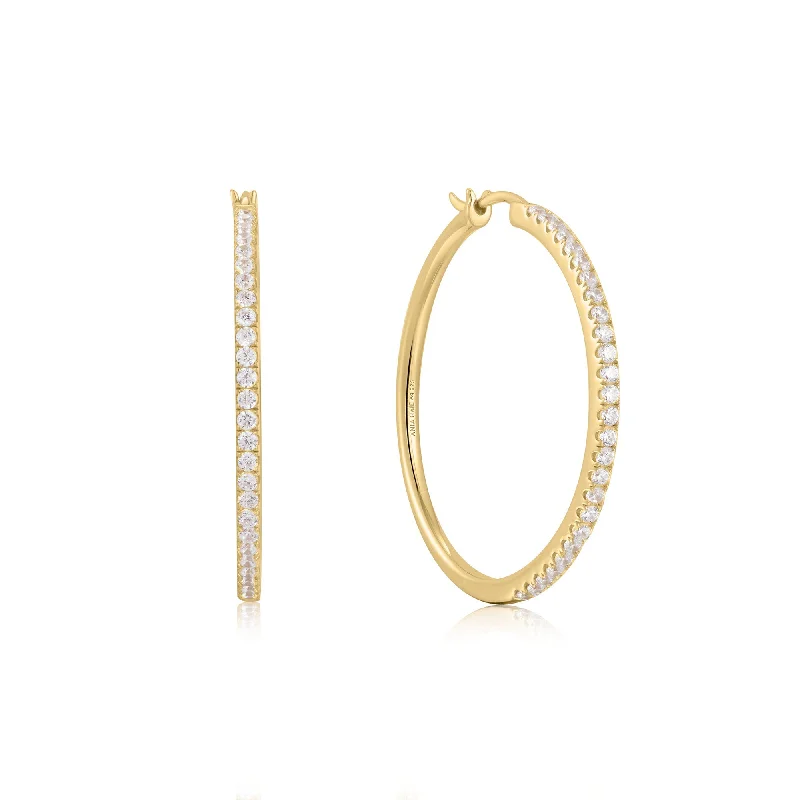 Gold Pave Hoop Earrings