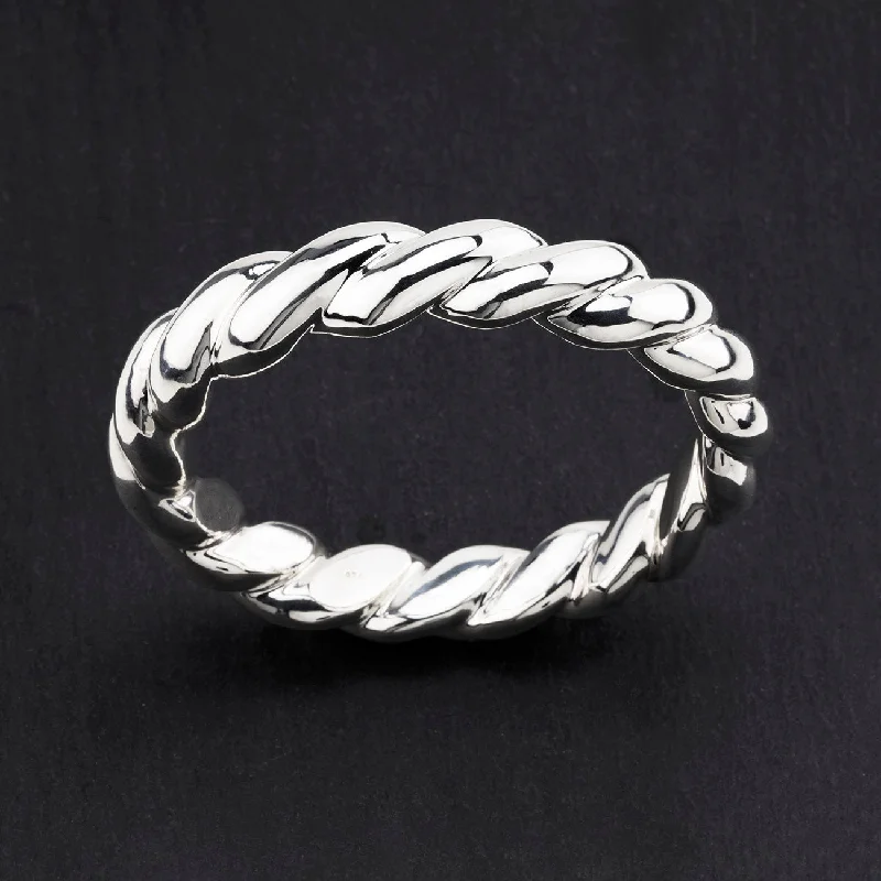 Chunky Silver Twisted Cable Bangle