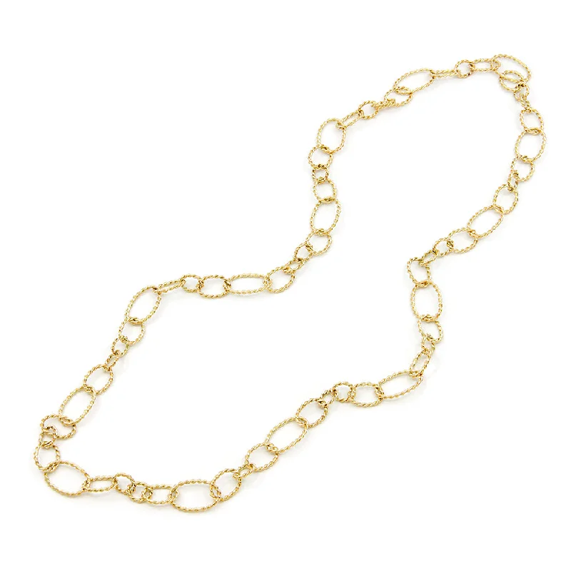 women’s pearl pendants -Coiled Gold Oval Links Necklace