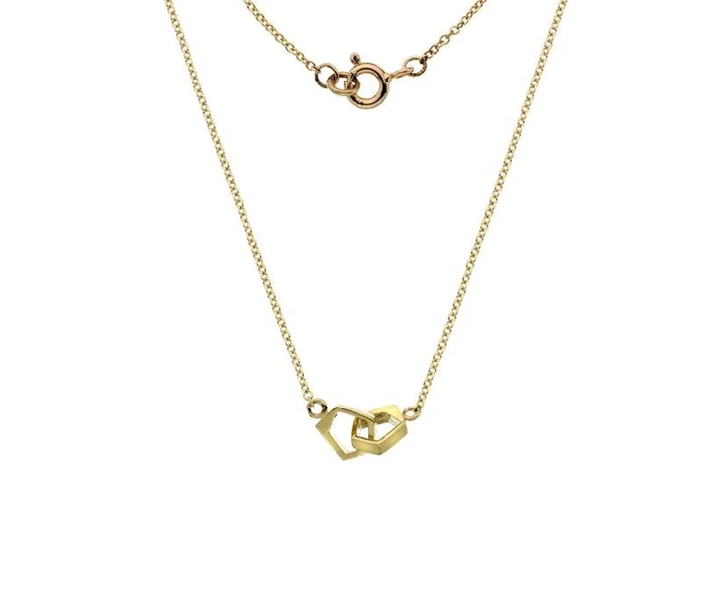 trendy necklaces for women -9ct Yellow or Rose Gold Double Pentagon Necklace