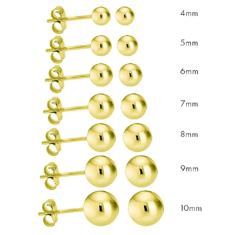 Gold Plated 925 Sterling Silver Bead Stud Earrings - BD-STUD-GP