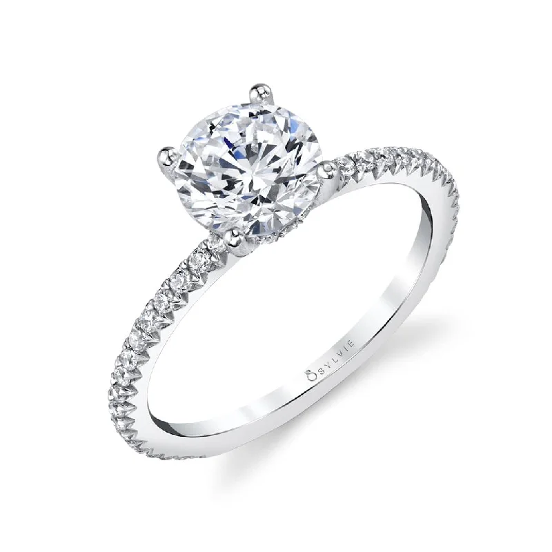 women’s unique gemstone engagement rings -Sylvie Collection 14K White Gold Round Engagement Ring Setting