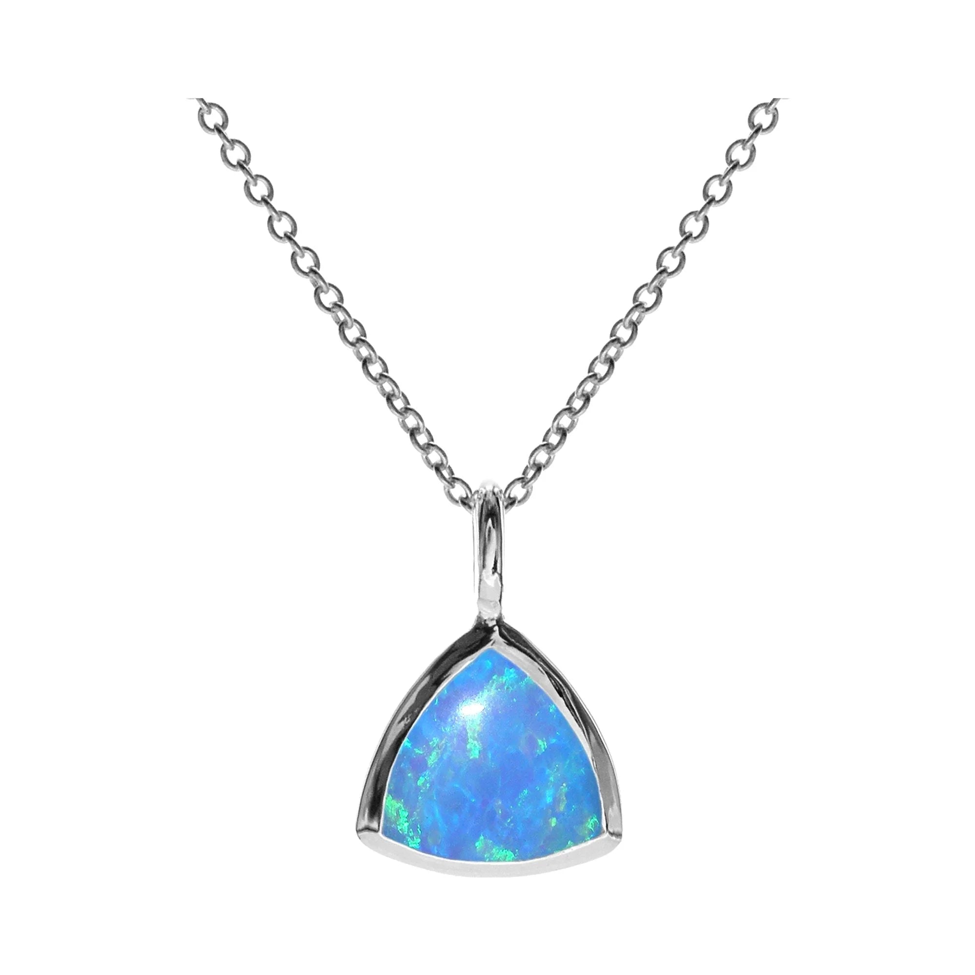 stylish modern necklaces for women -Sterling Silver Trillion Cut Blue Opalique Necklace