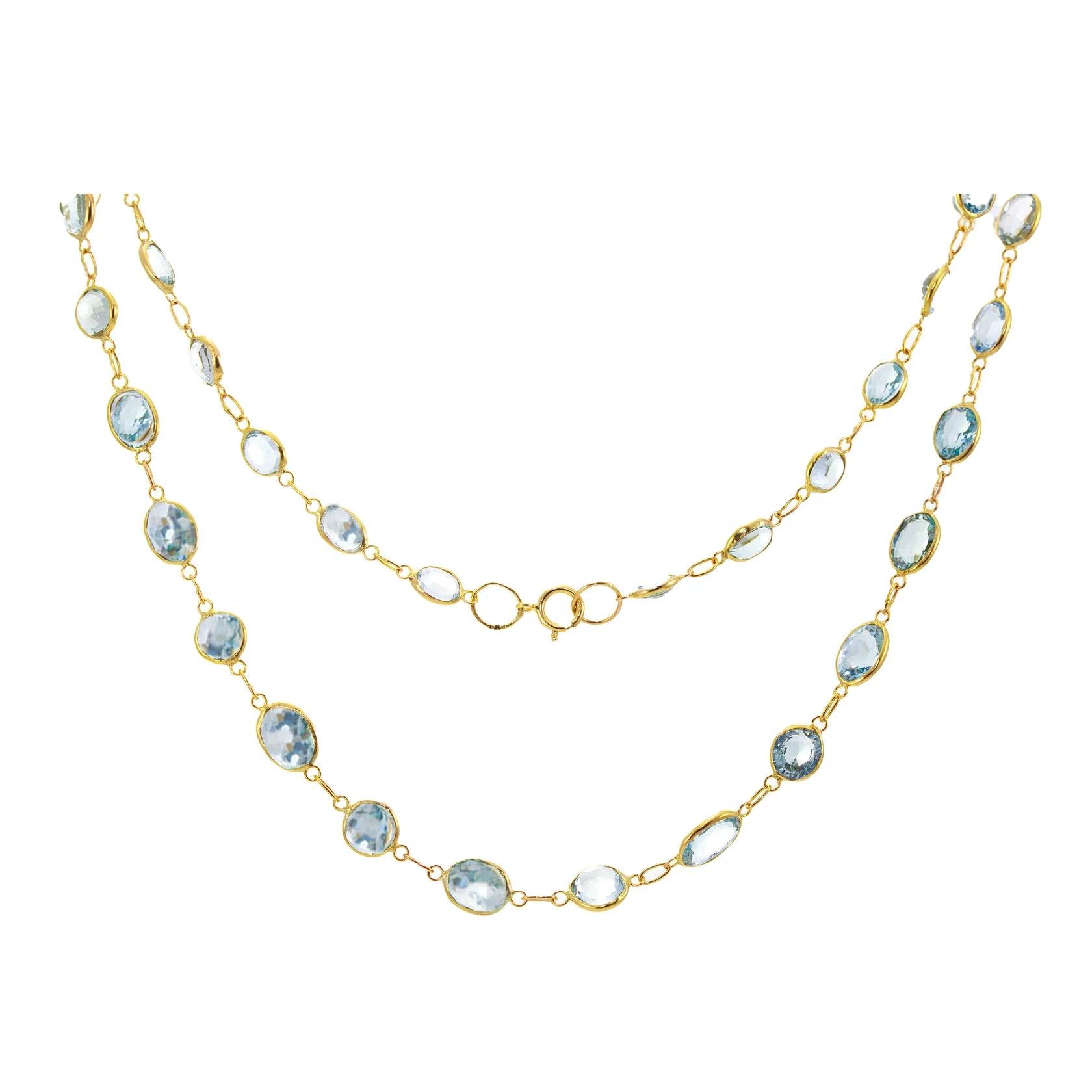 women’s elegant silver necklaces -9ct Yellow Gold Aquamarine Necklace