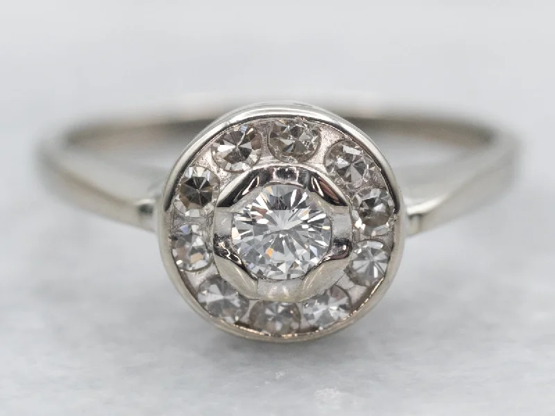 elegant engagement rings -Modern Diamond Halo Engagement Ring