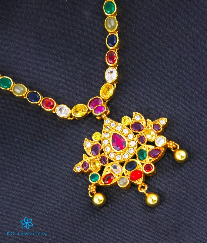 minimalist gold necklaces for women -The Paridhi Silver Navratna Necklace