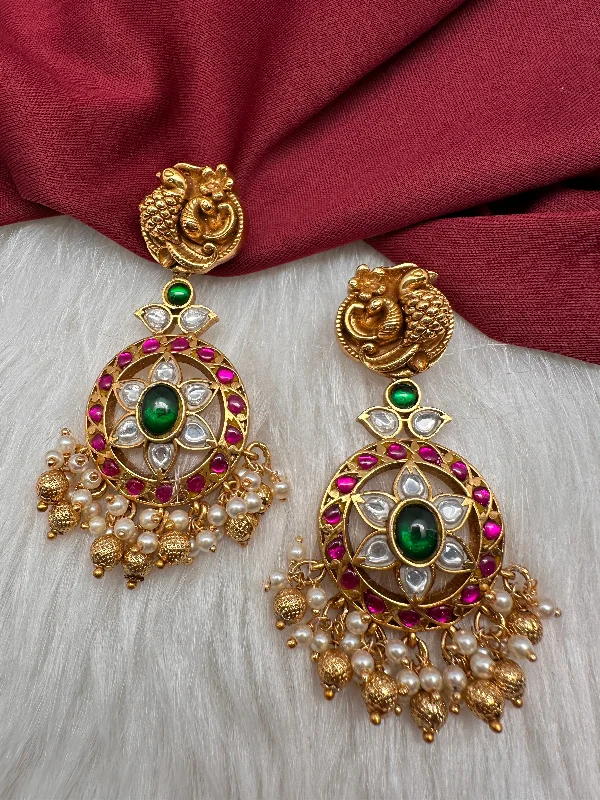 Nakshi Jadau Kundan Floral Color Earrings