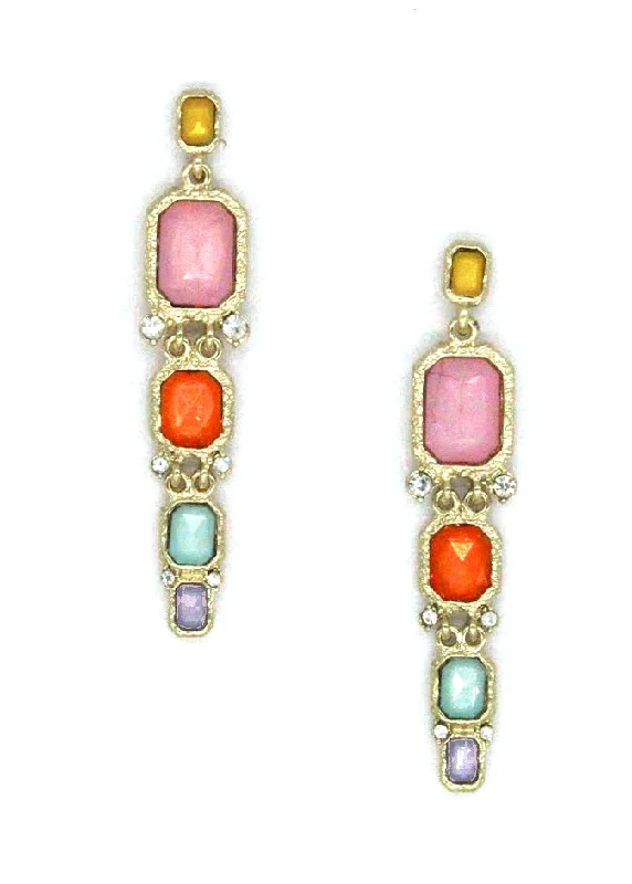 Lucia Jeweled Earrings- Multi Pastel