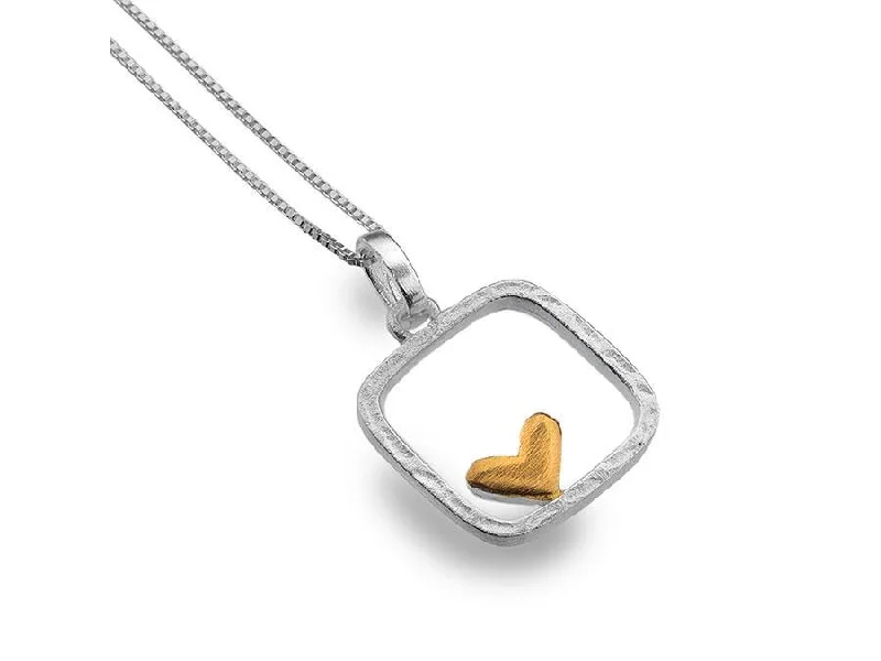 hand-crafted gold necklaces for women -Sea Gems Framed Heart Pendant