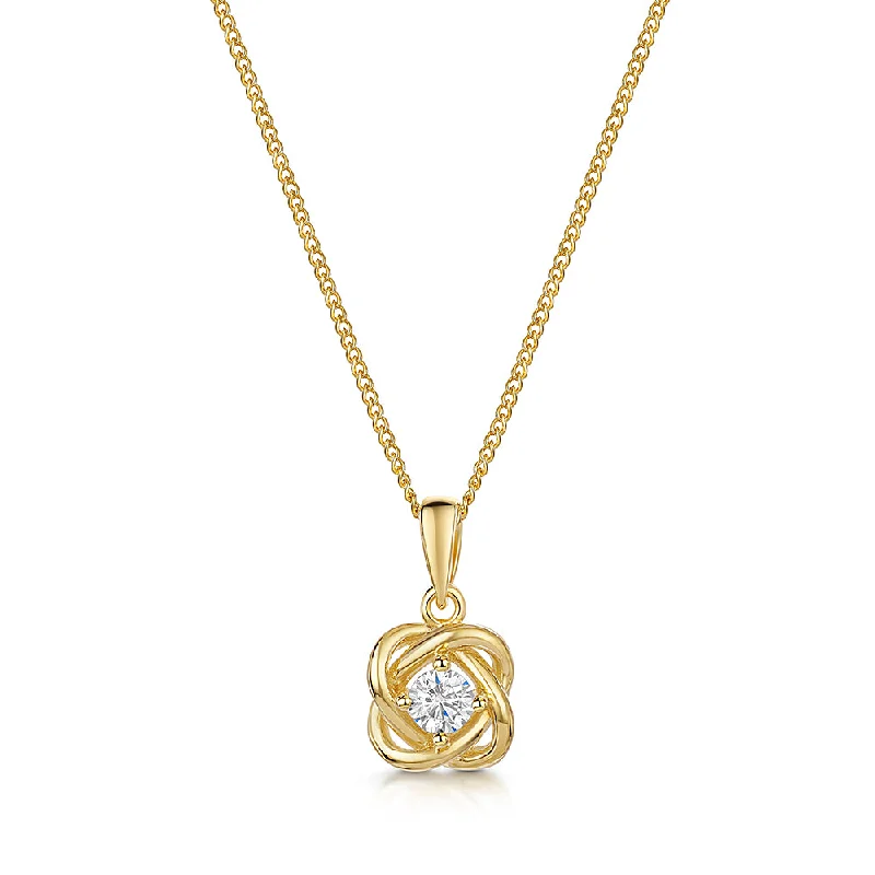 men’s and women’s matching necklaces -Jools Gold Vermeil Cubic Zirconia Knot Pendant Necklace