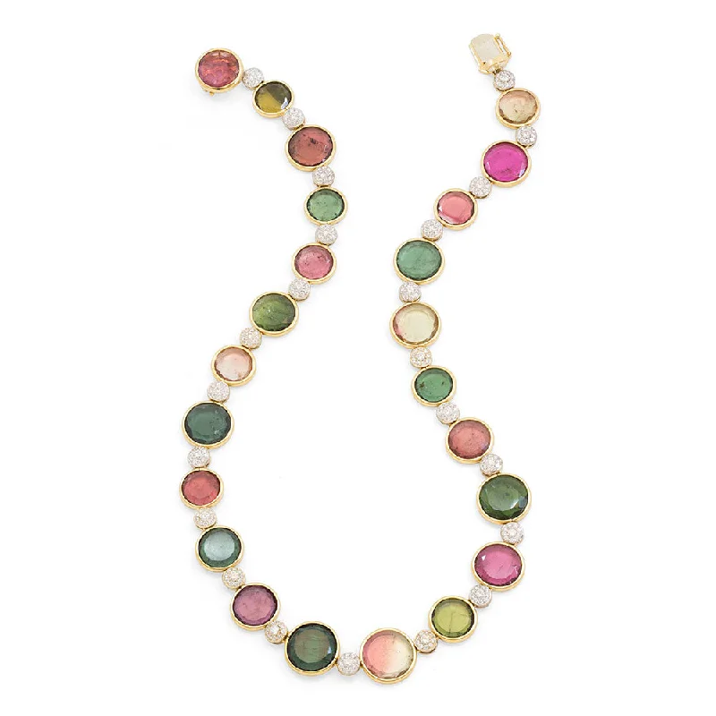 creative design necklaces for women -Multi-colored Tourmaline & Diamond Necklace