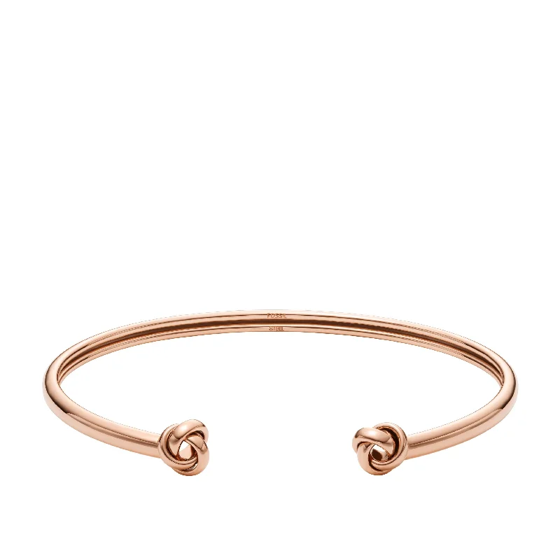 Fossil Women's Love Knot Rose Gold-Tone Stainless Steel Cuff Bracelet