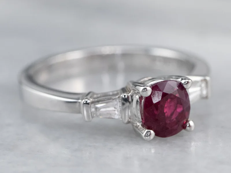 diamond cluster engagement rings -Ruby and Diamond Engagement Ring