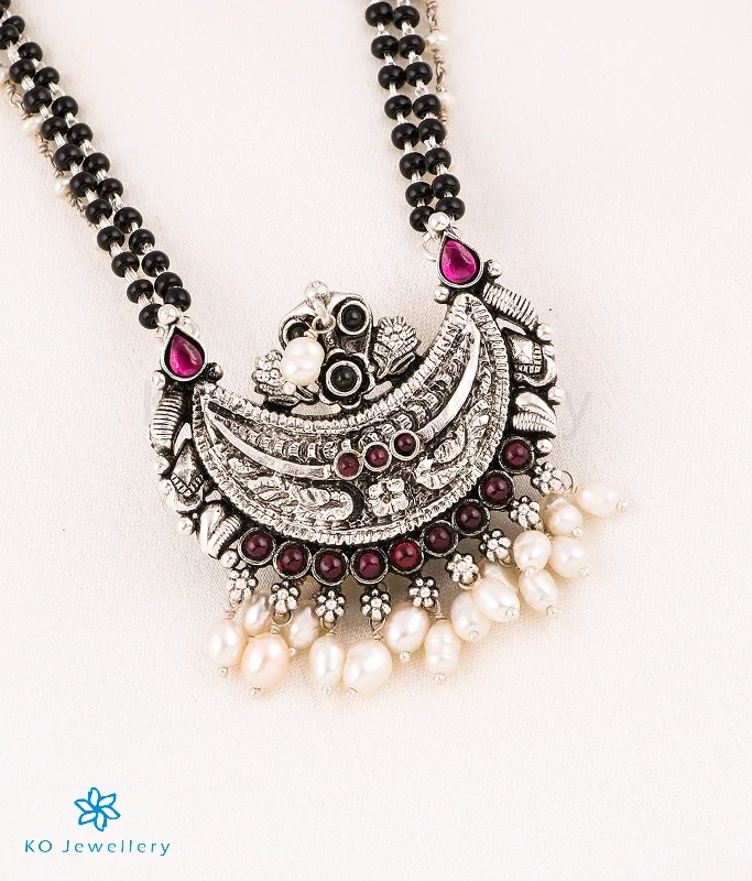 personalized engraving necklaces for women -The Mithila Kokkethathi Silver Mangalsutra Necklace