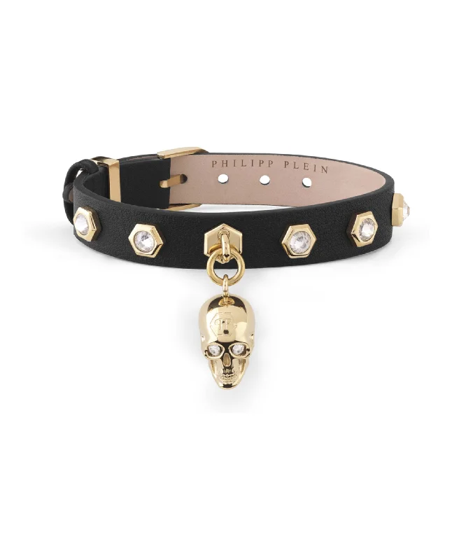 3D $kull Crystal Calf Leather Bracelet