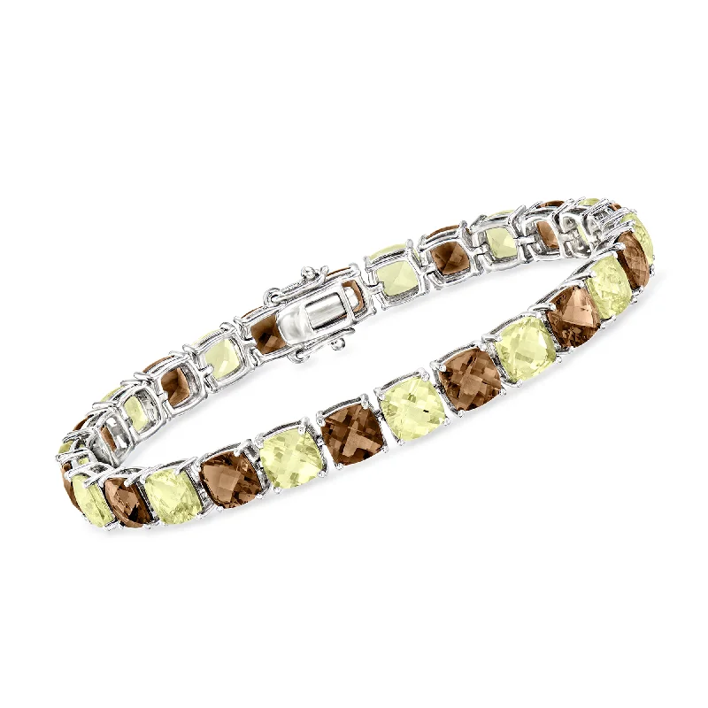 Ross-Simons Smoky Quartz and Lemon Quartz Tennis Bracelet in Sterling Silver