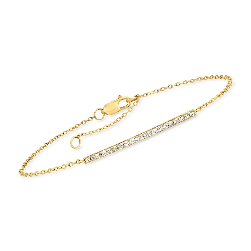 Ross-Simons Diamond Bar Bracelet in 14kt Yellow Gold