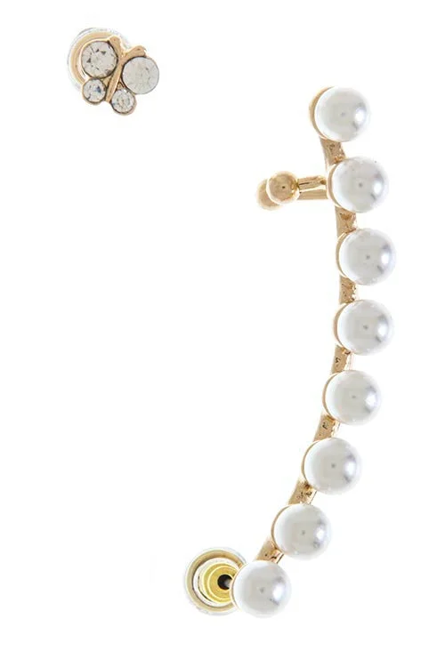 Pearl Aligned Ear Cuff Set- Gold