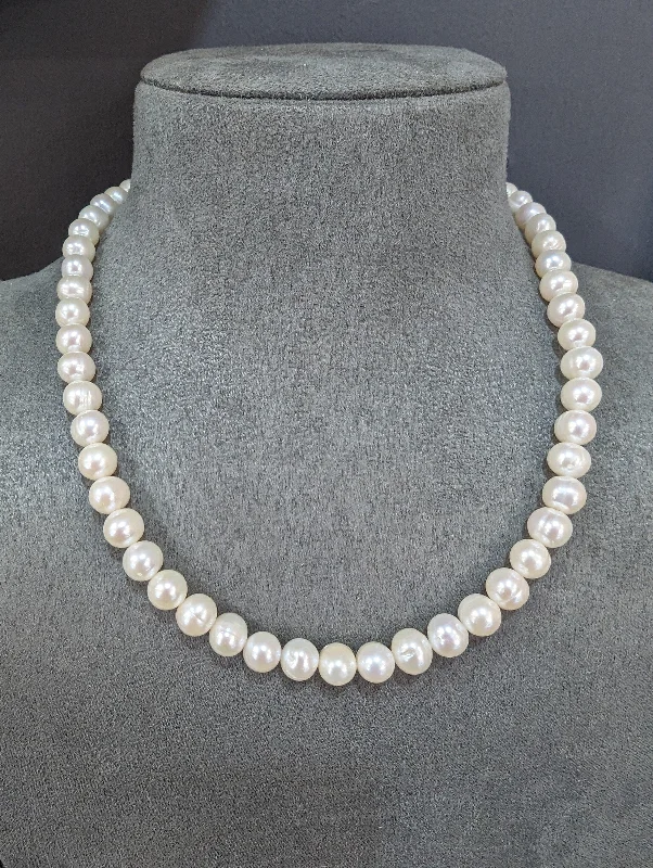 vintage style necklaces for women -Sterling Silver and White Freshwater Pearl Necklace