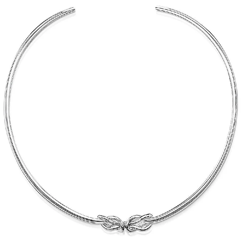 pearl necklaces for women -Sterling Silver Double Knot Torque Choker Necklace