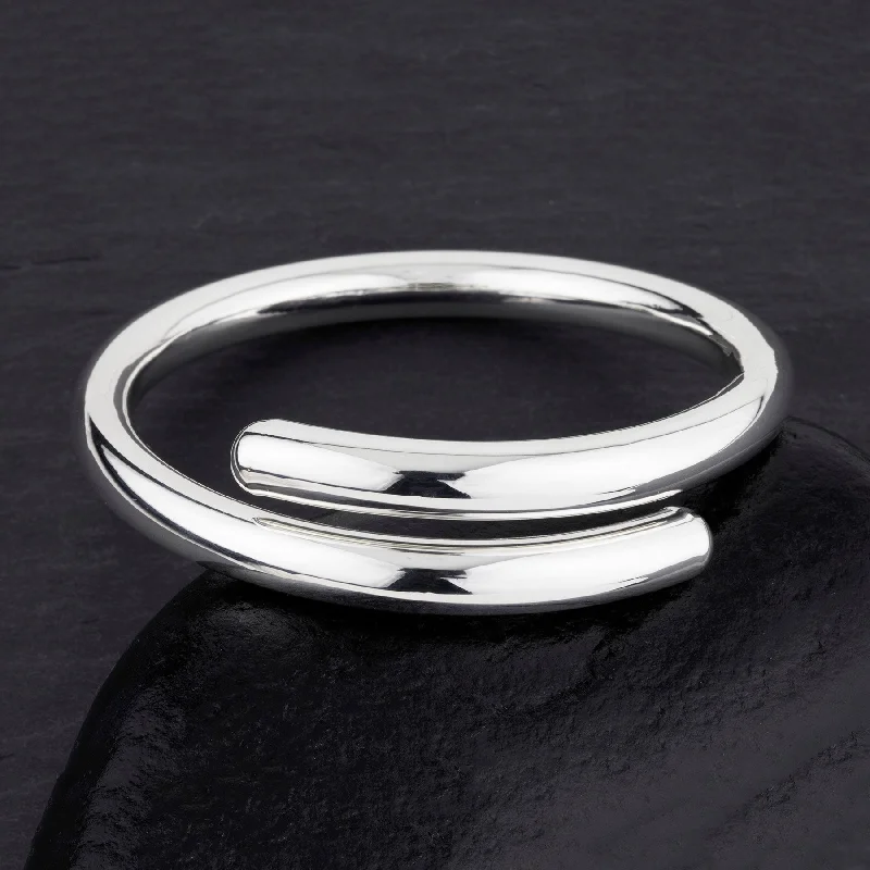 Chunky Sterling Silver Round Wrap Bangle