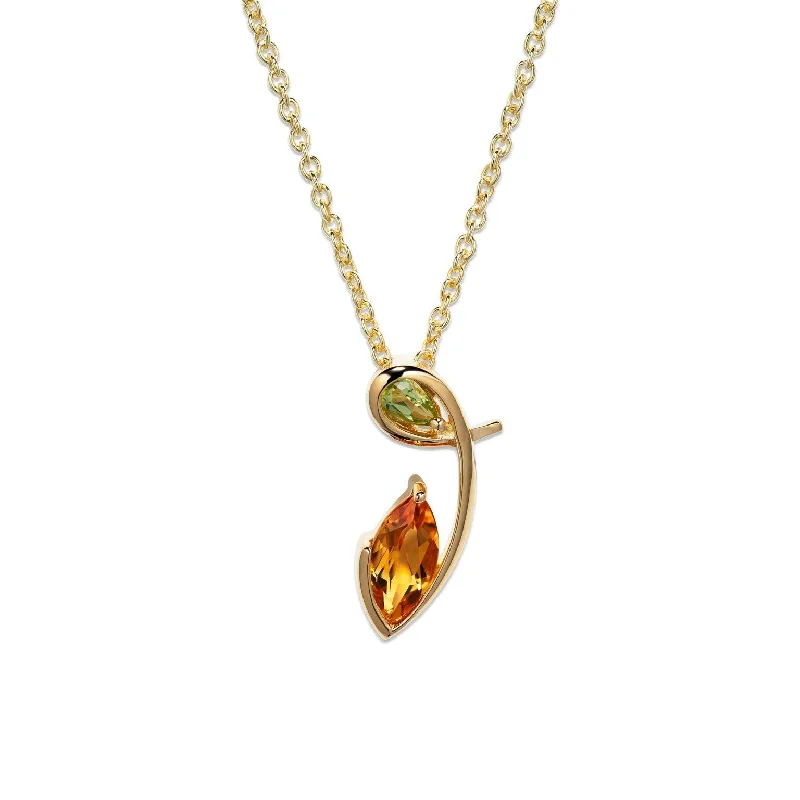 silver chain necklaces for women -Unique & Co Gold Vermeil Citrine and Peridot Necklace