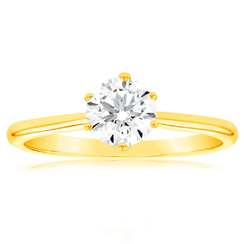 vintage engagement rings for women -Luminesce Lab Grown 1 Carat Solitaire Engagement Ring in 14ct Yellow Gold