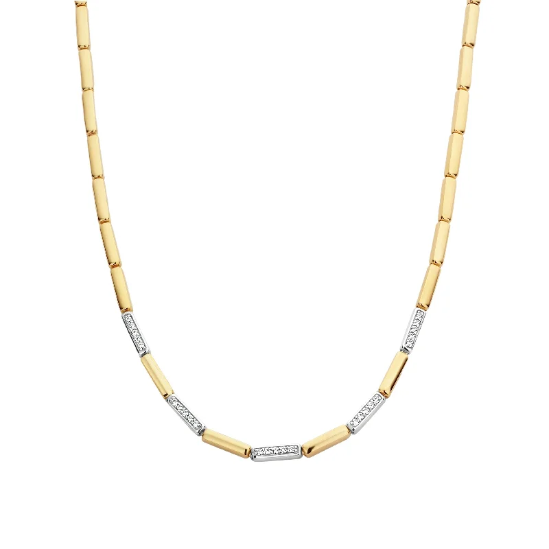 layered chain necklaces for women -Ti Sento Gold Mix Segments Statement Necklace