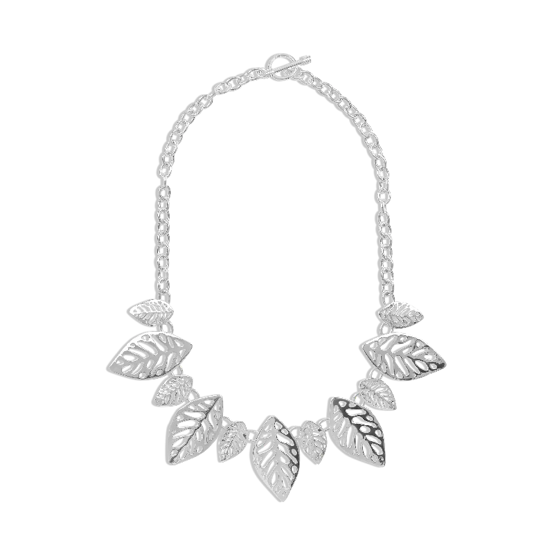 silver chain necklaces for women -Sterling Silver Sculptured Leaf Necklace