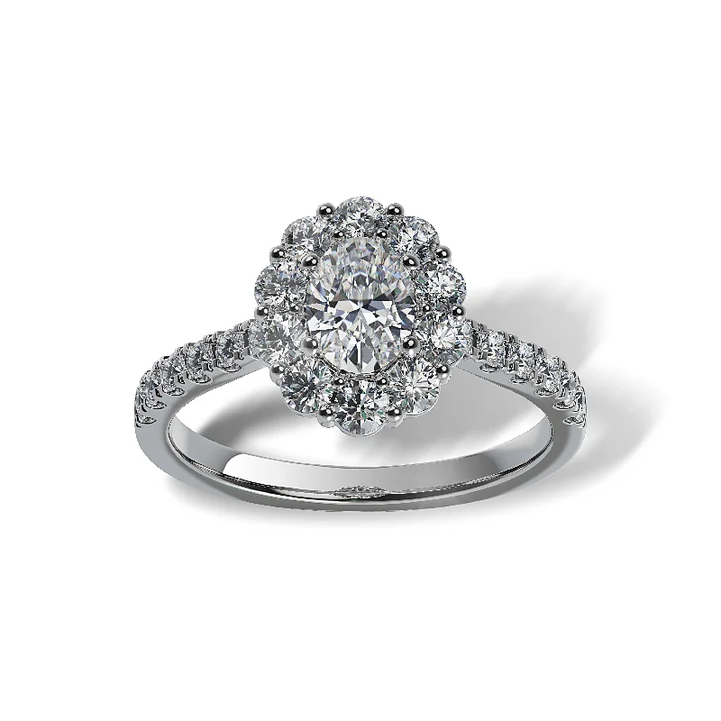 women’s contemporary engagement rings -Lab Grown Diamond Halo Engagement Ring