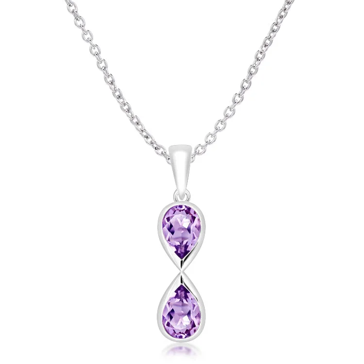 choker necklaces for women -Unique & Co Sterling Silver Amethyst Pendant Necklace