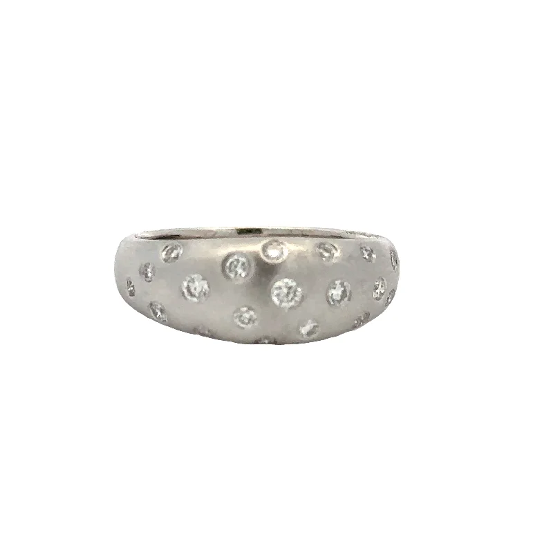 Scattered Flush Set Tapered Wide Ring