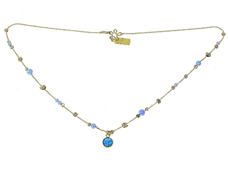 modern necklaces for women -14k Rolled Gold and Opal Stones Necklace