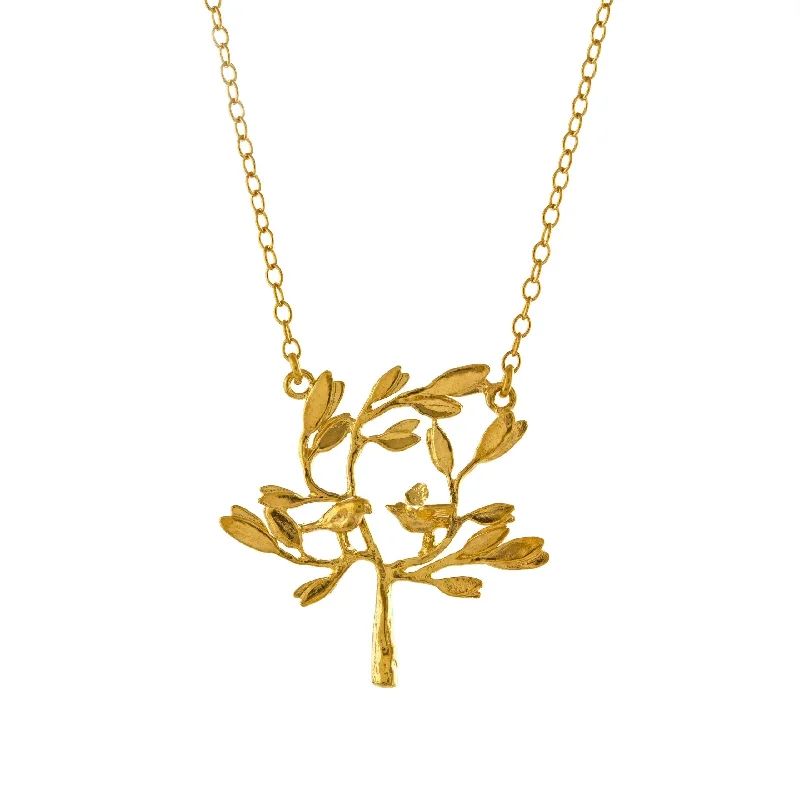 women’s sparkling necklaces -Alex Monroe Haven Tree Necklace