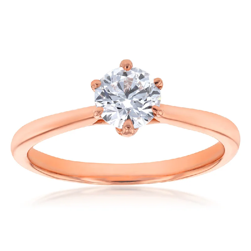 engagement rings with black diamonds -Luminesce Lab Grown 1 Carat Solitaire Engagement Ring in 14ct Rose Gold