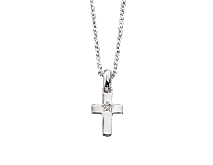 luxury pendant necklaces for women -Little Star Sterling Silver Grace Diamond Cross Necklace