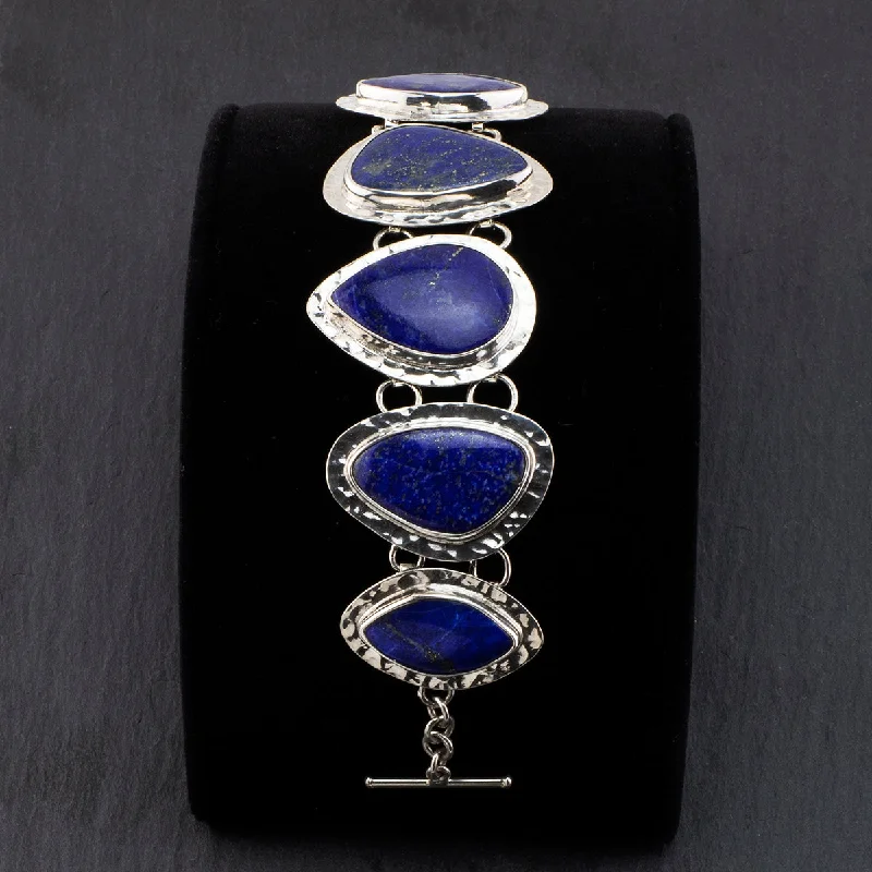 Chunky Silver and Lapis Lazuli Bracelet